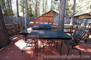 Backyard deck at a Big Bear Lake vacation rental.