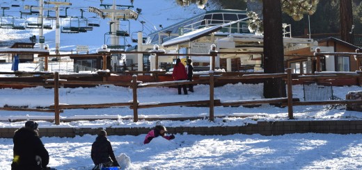 Kids play in the snow in Big Bear