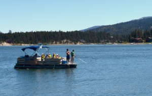 Fishing by boat on Big Bear Lake