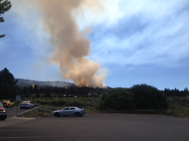 Smoke plume from Big Bear Summit Fire could be seen around town