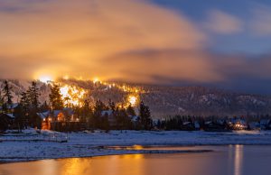 Big Bear ski slopes after a storm's light snow dusting