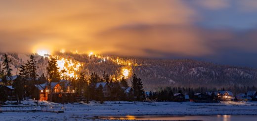 Big Bear ski slopes after a storm's light snow dusting