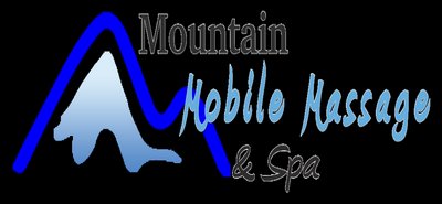 The logo for "Mountain Mobile Massage & Spa" in Big Bear, featuring a blue stylized mountain shape.