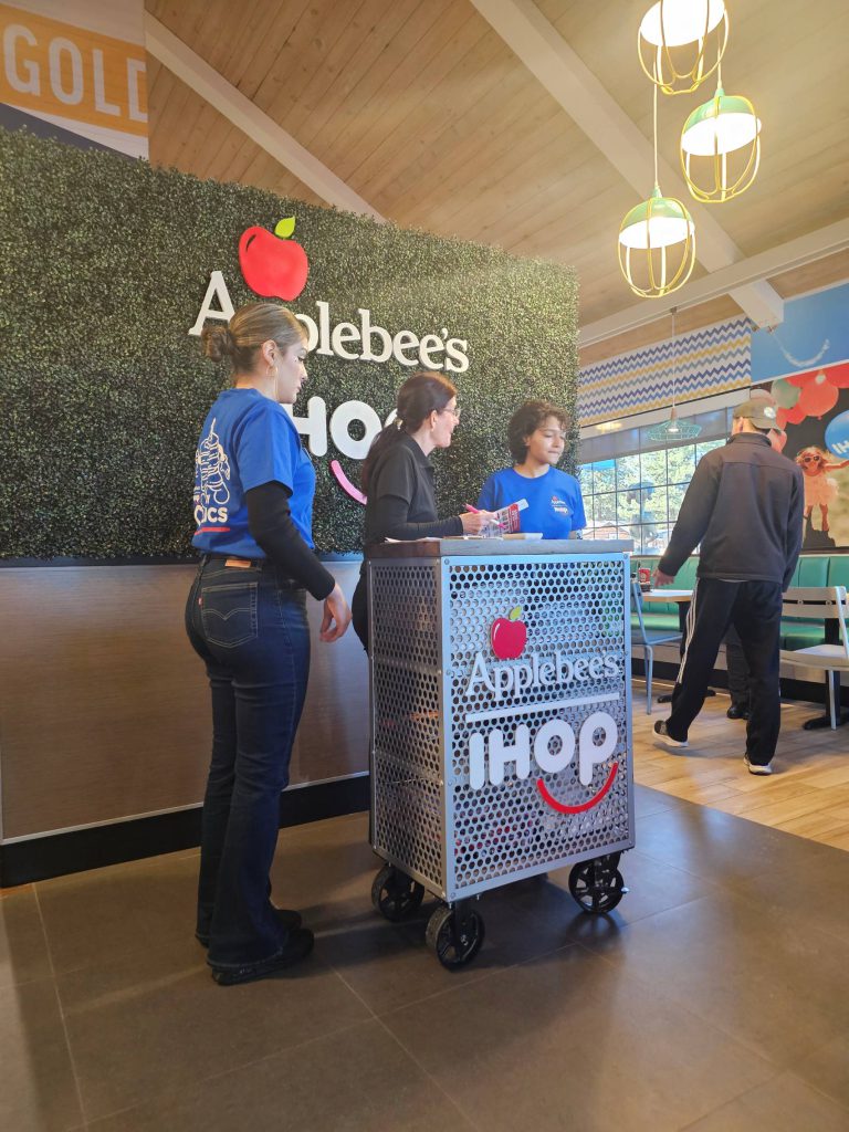 Staff greeting guests at the Applebee’s and IHOP combined restaurant in Big Bear Lake