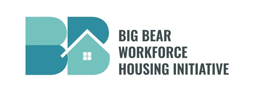 A logo for the Big Bear Workforce Housing Initiative is shown, with the letters "B" and a house icon in shades of blue and gray.