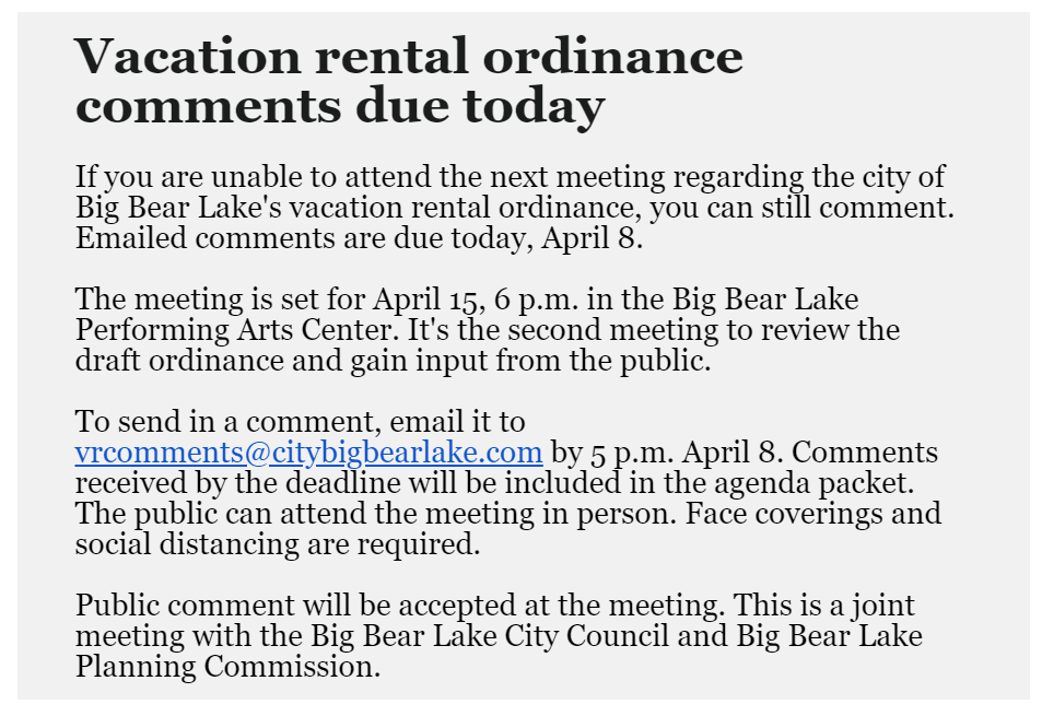 Big Bear Lake No Moratorium Destination Big Bear