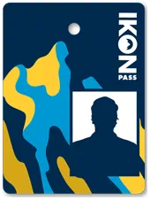 An Ikon Pass with a silhouetted person's photo represents access to skiing at Big Bear.