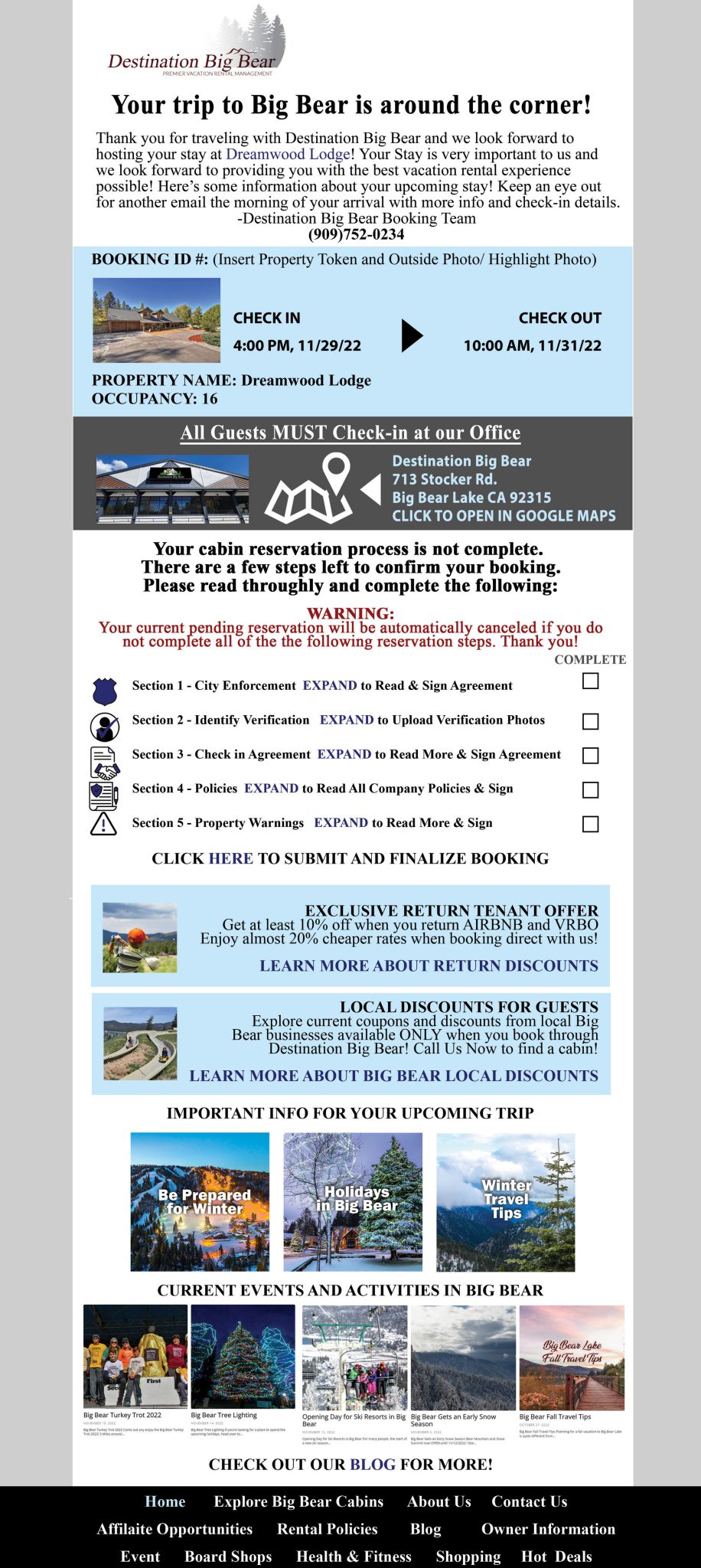 Test Itinerary Destination Big Bear