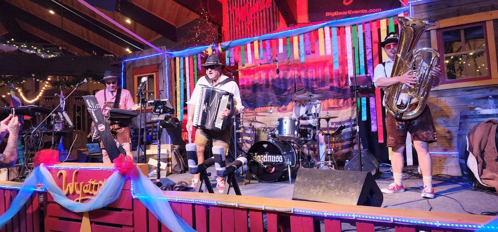 German-style band performing live at Wyatt’s Grill & Saloon in Big Bear during Oktoberfest event.