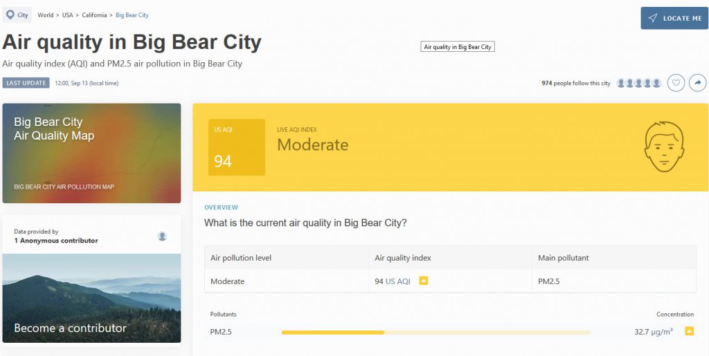 Big Bear City Air Quality Map