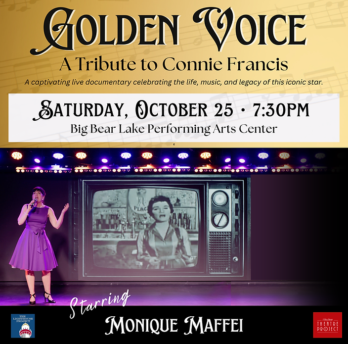 Monique Maffei performing in Golden Voice tribute show at Big Bear Lake Performing Arts Center