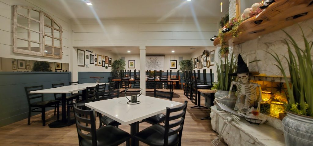 Indoor dining area at La Pergola Trattoria with modern decor in Big Bear
