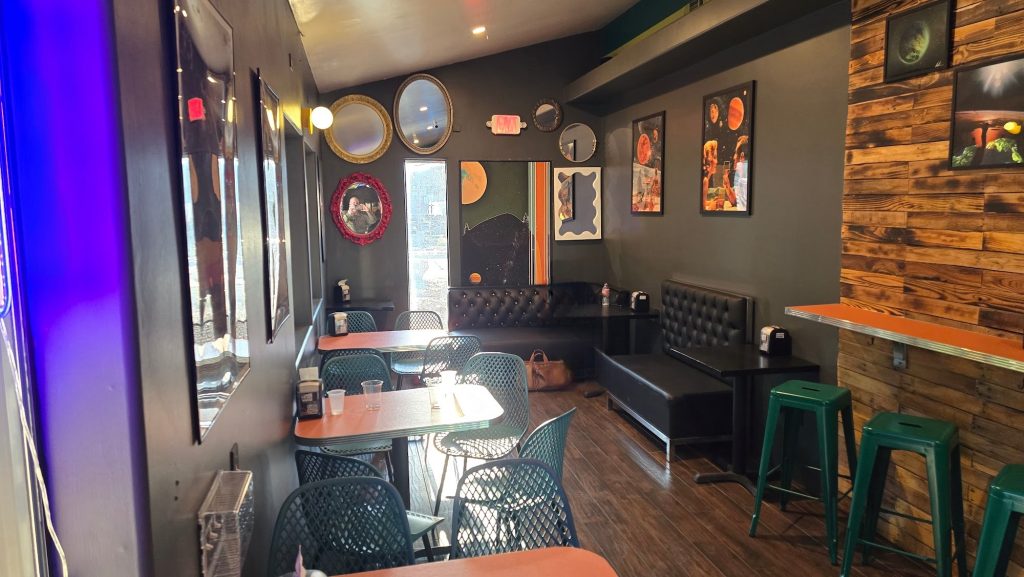 modern interior dining space inside The Moonridge Room restaurant in Big Bear