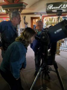 People stargazing with a Meade telescope at Barrel 33 in Big Bear Village.