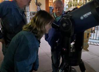 People stargazing with a Meade telescope at Barrel 33 in Big Bear Village.