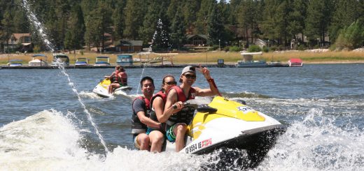 Jet ski and waverunner rentals riding across Big Bear Lake near Big Bear Marina
